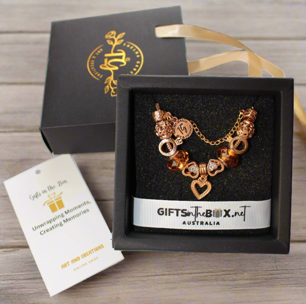 Golden Heart Shape Charm Bracelet