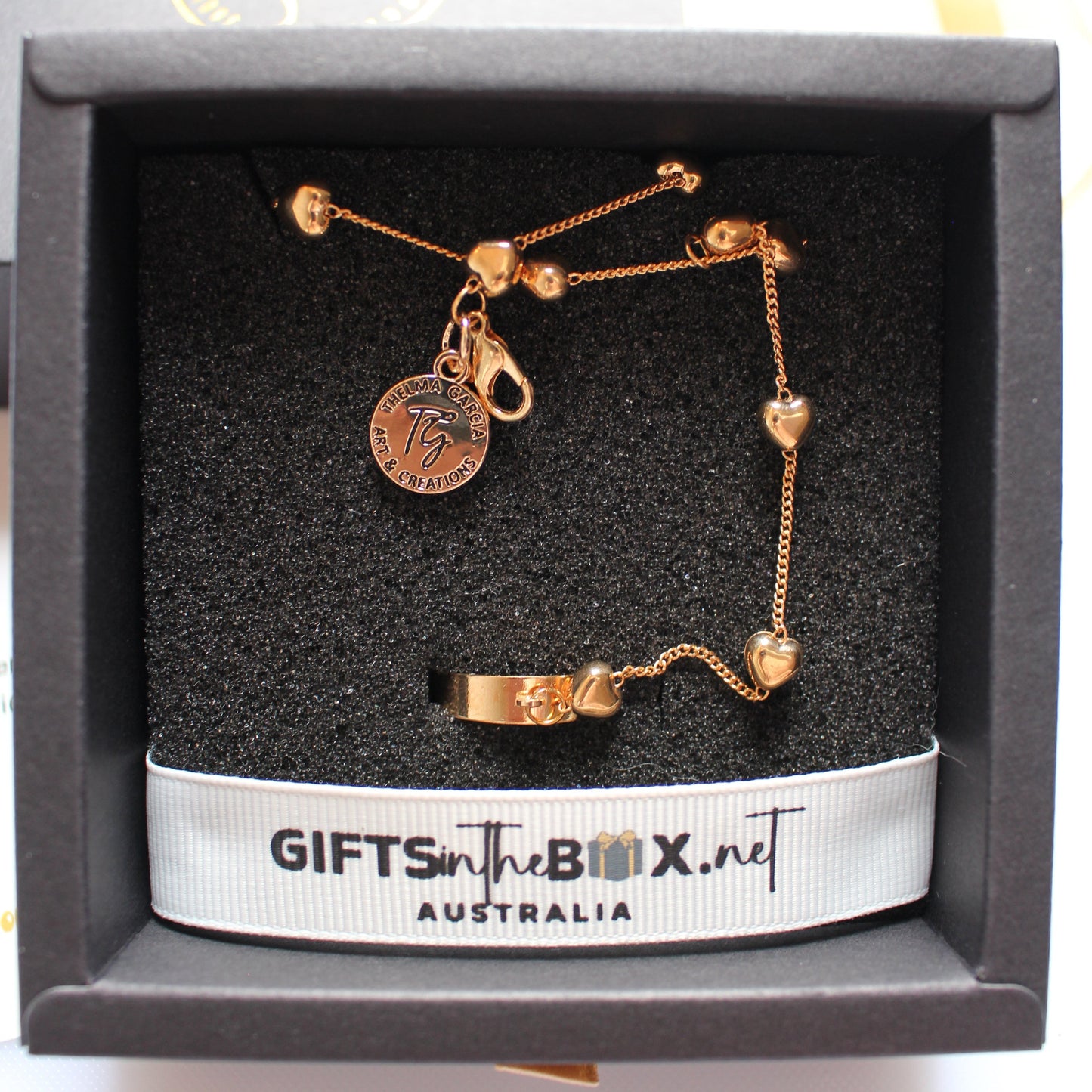 Gold Plated Simple Heart Bracelet with Ring