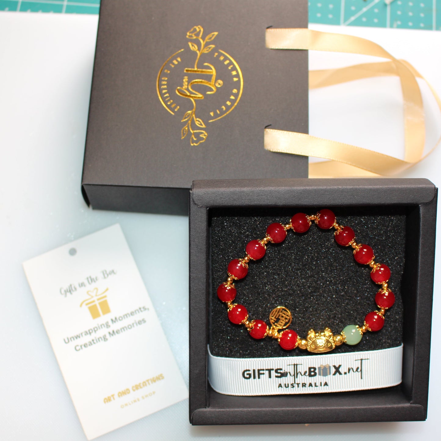 Lucky Dragon Red Glass Beads Bracelet