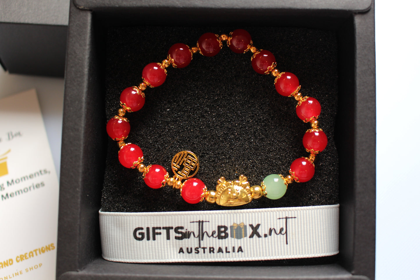 Lucky Dragon Red Glass Beads Bracelet