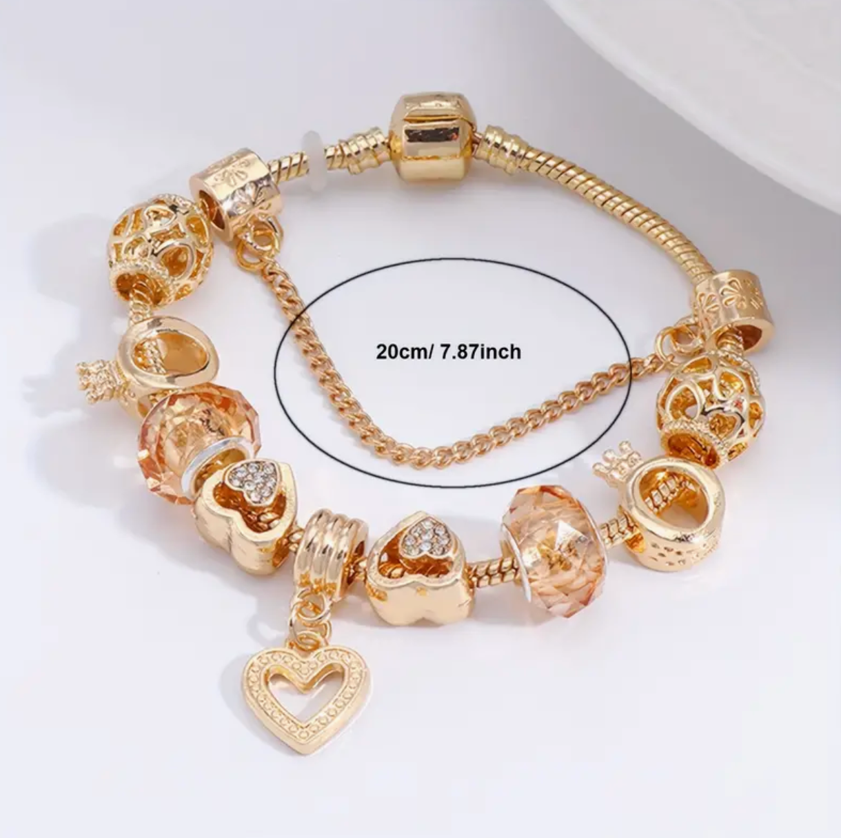 Golden Heart Shape Charm Bracelet