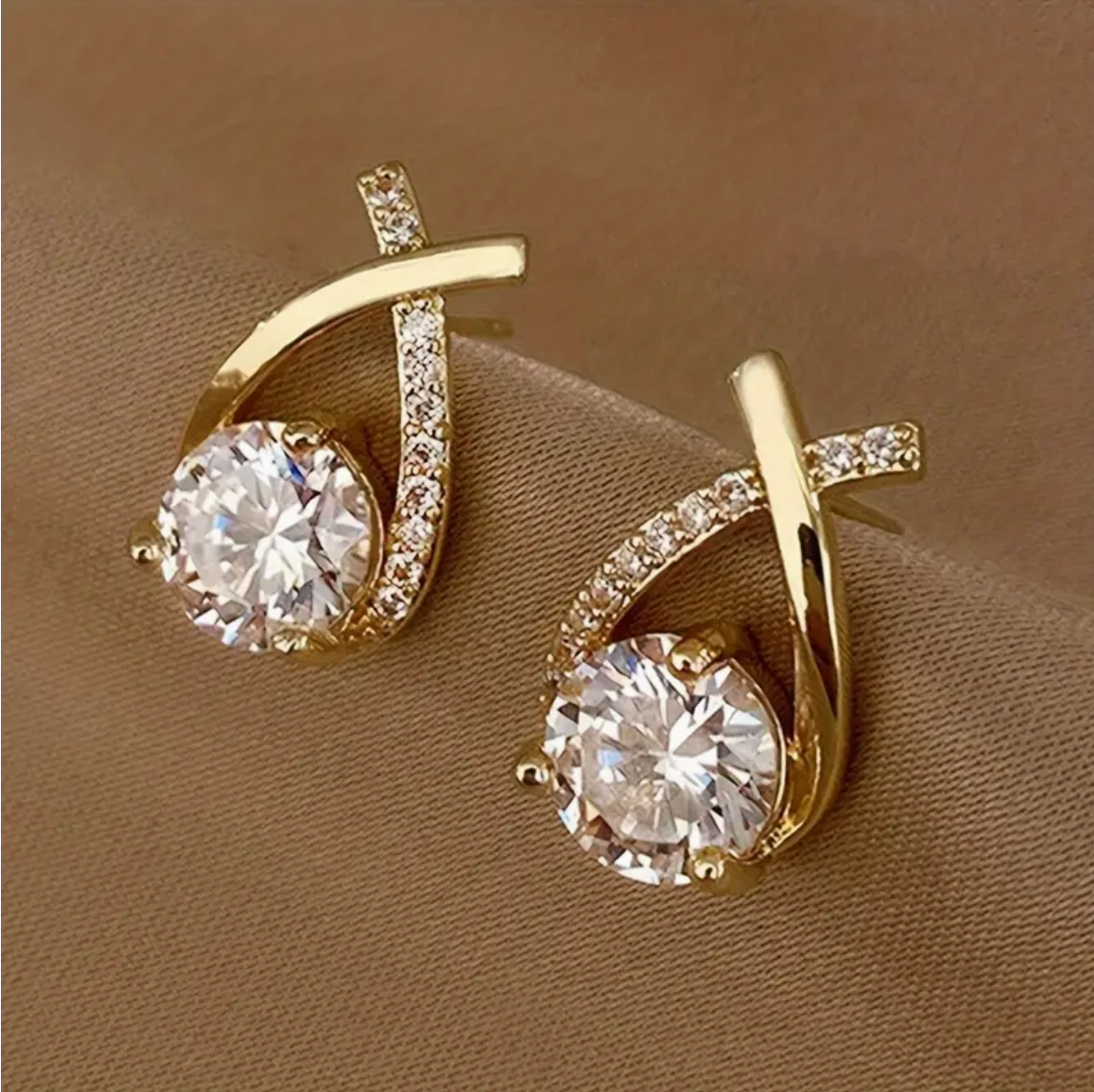 Rhinestone Cross Stud Earrings Set
