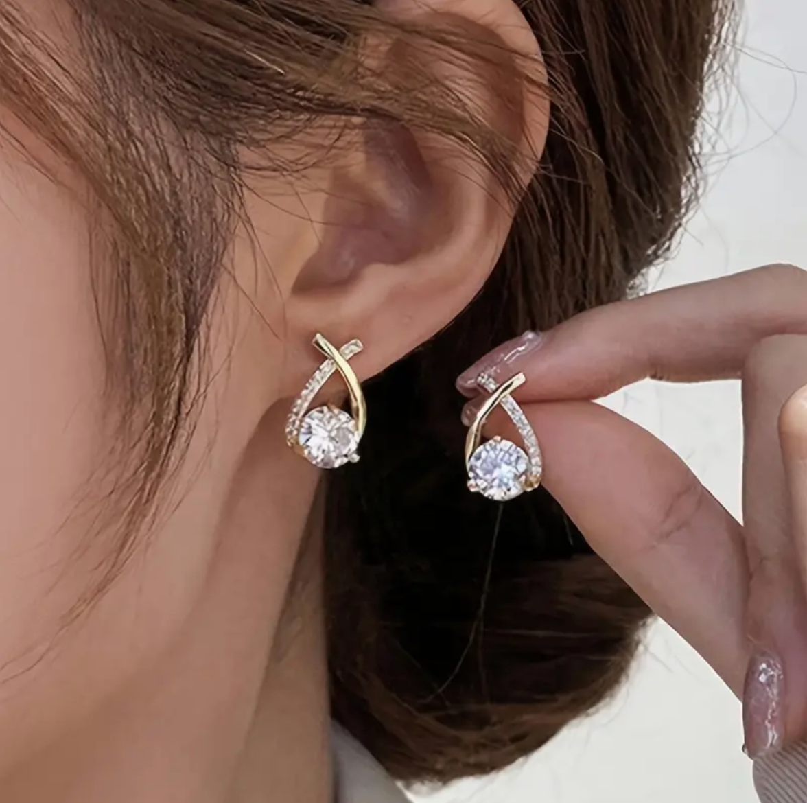 Rhinestone Cross Stud Earrings Set