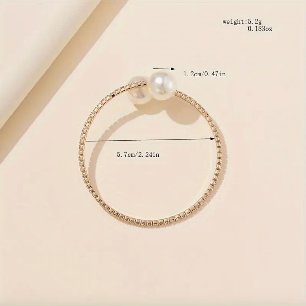 Imitation Pearl and Rhinestones Design Cuff Bracelet