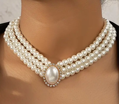 Faux Pearl Necklace And Earrings