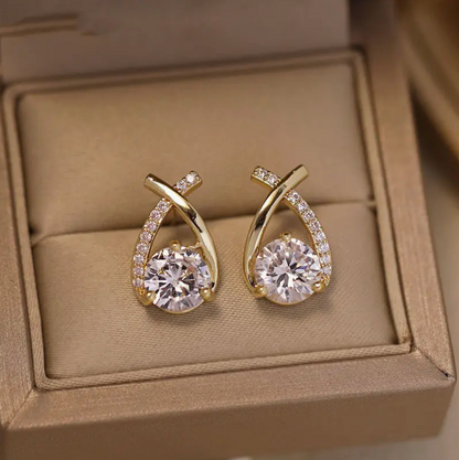 Rhinestone Cross Stud Earrings Set