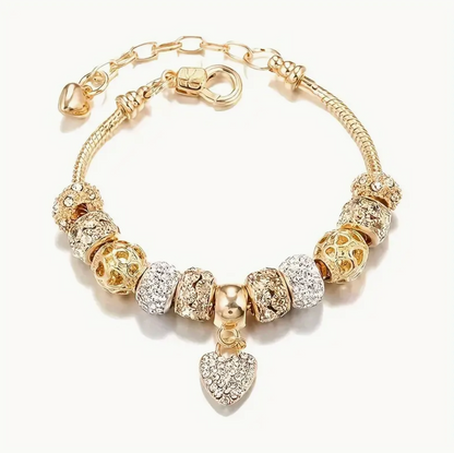 Heart Rhinestones Gold Bracelet