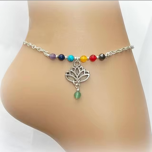 Bohemian Beads Ankle Silver Bracelet