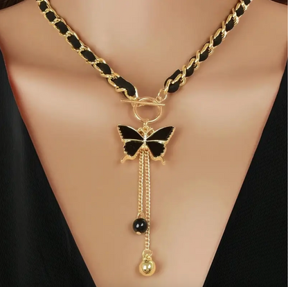 Black Chain Pendant Necklace