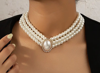 Faux Pearl Necklace And Earrings