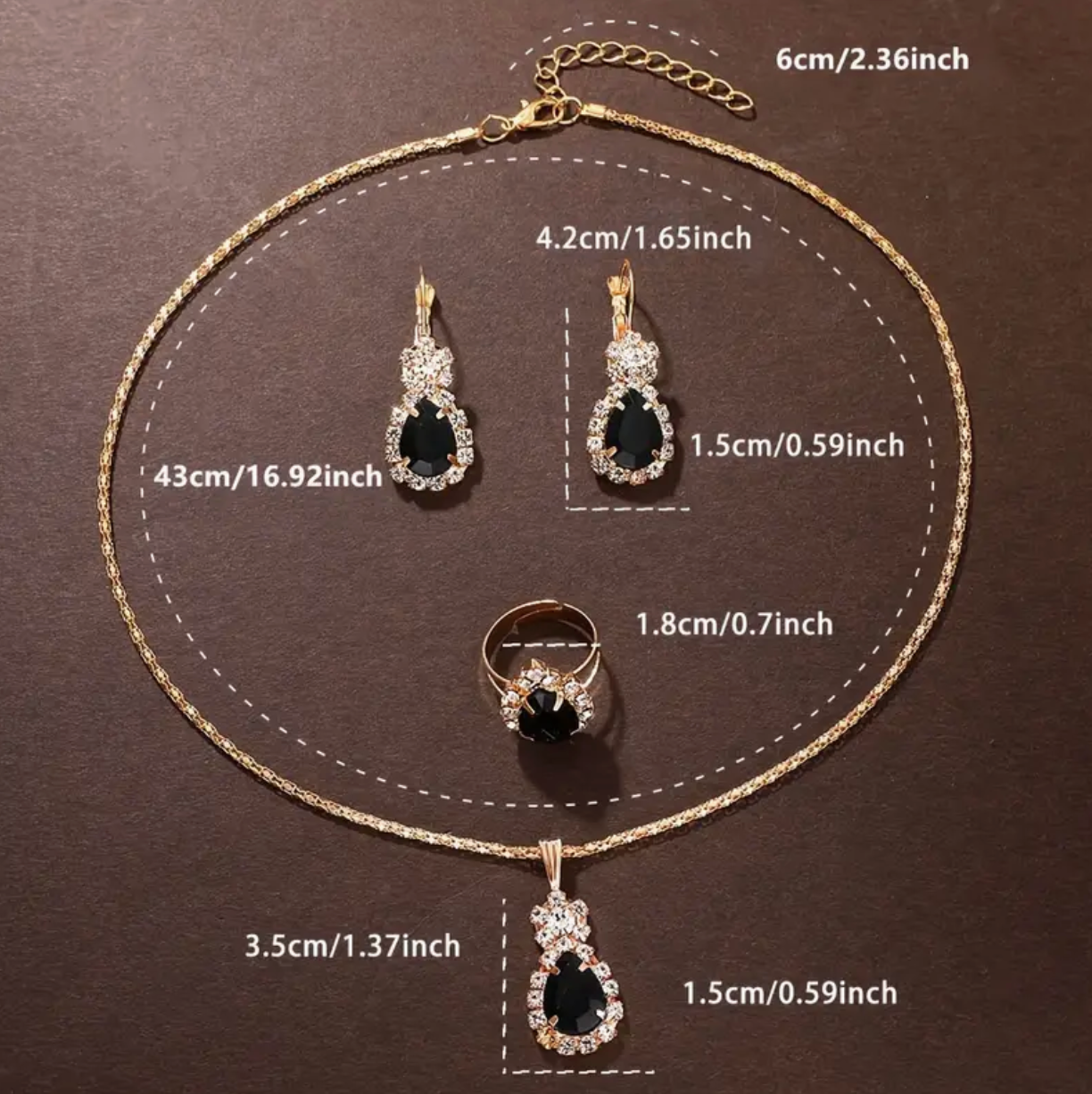 Blackstone Gold Plated Jewelry Set ( 4 Pcs.)