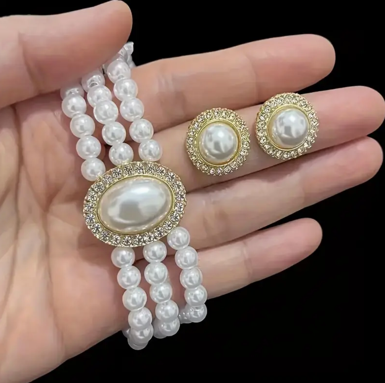 Faux Pearl Necklace And Earrings