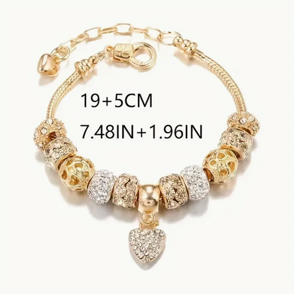 Heart Rhinestones Gold Bracelet