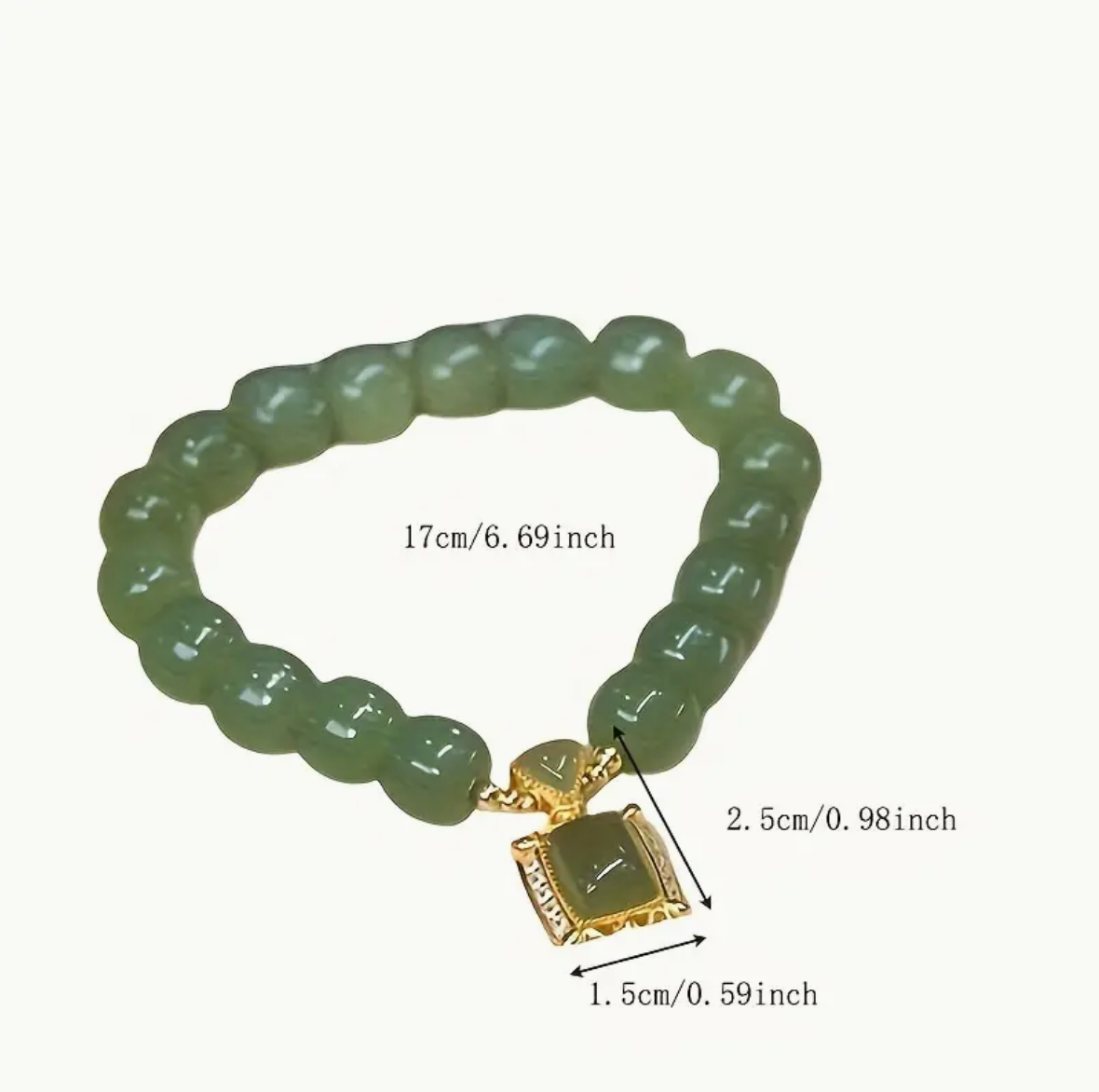 Green Faux Jade Beaded Bracelet
