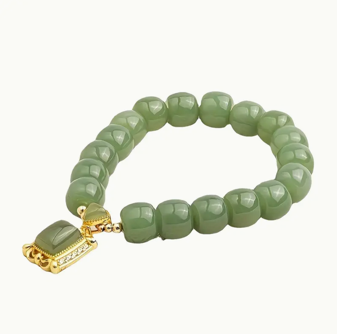 Green Faux Jade Beaded Bracelet