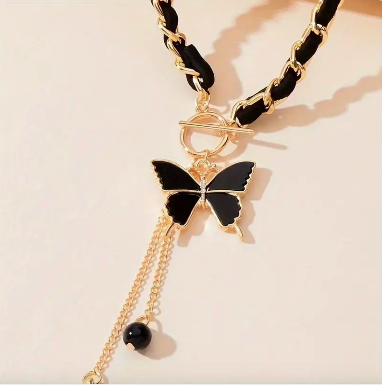 Black Chain Pendant Necklace