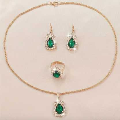 Droplet Green Stone Jewelry Set