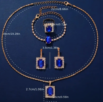Blue Rhinestones Jewelry Set